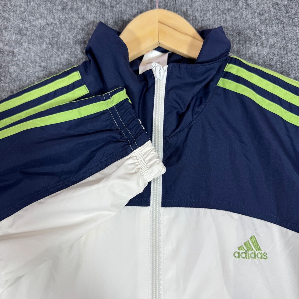 Adidas 3Stripe ML Jkt Windbreaker Track Jacket Womens Medium White Navy Green NW
